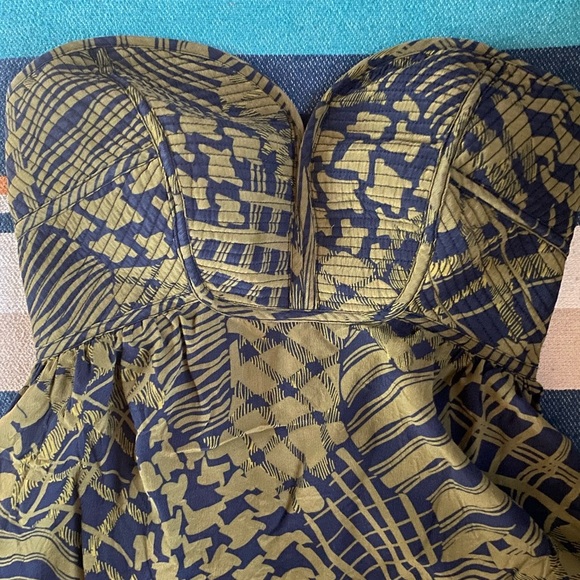 Maple Size Green Silk Print Dress Size 6 - Picture 6 of 12